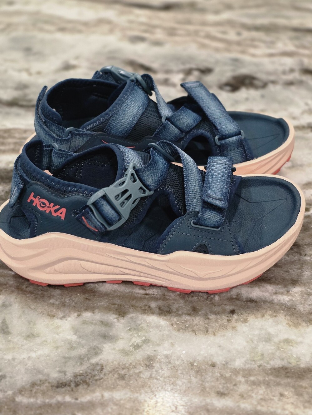 HOKA Infini Hike TC Vibram Hiking Sandals Womens 6.5 Blue Grapefruit Fit Like 7 - Picture 10 of 16